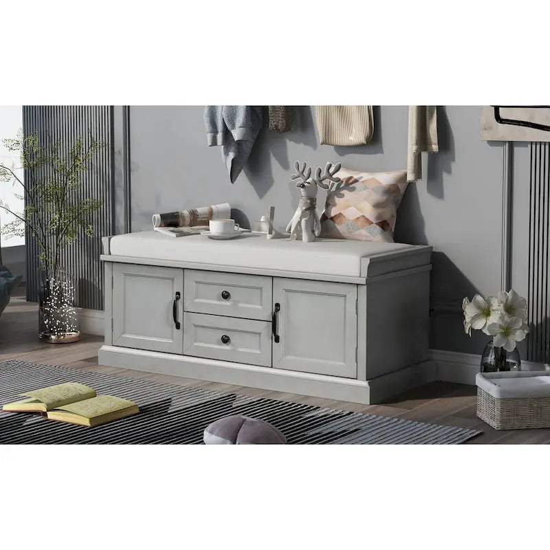Banc de rangement avec 2 tiroirs et 2 armoires