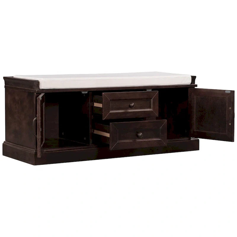 Banc de rangement avec 2 tiroirs et 2 armoires