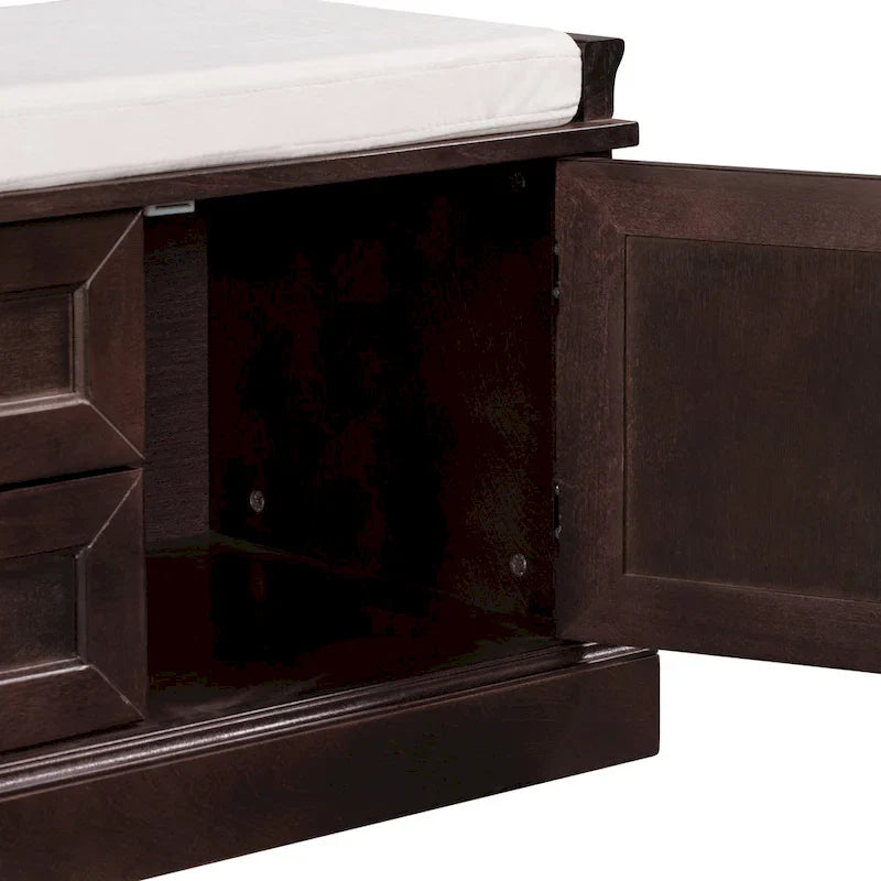 Banc de rangement avec 2 tiroirs et 2 armoires