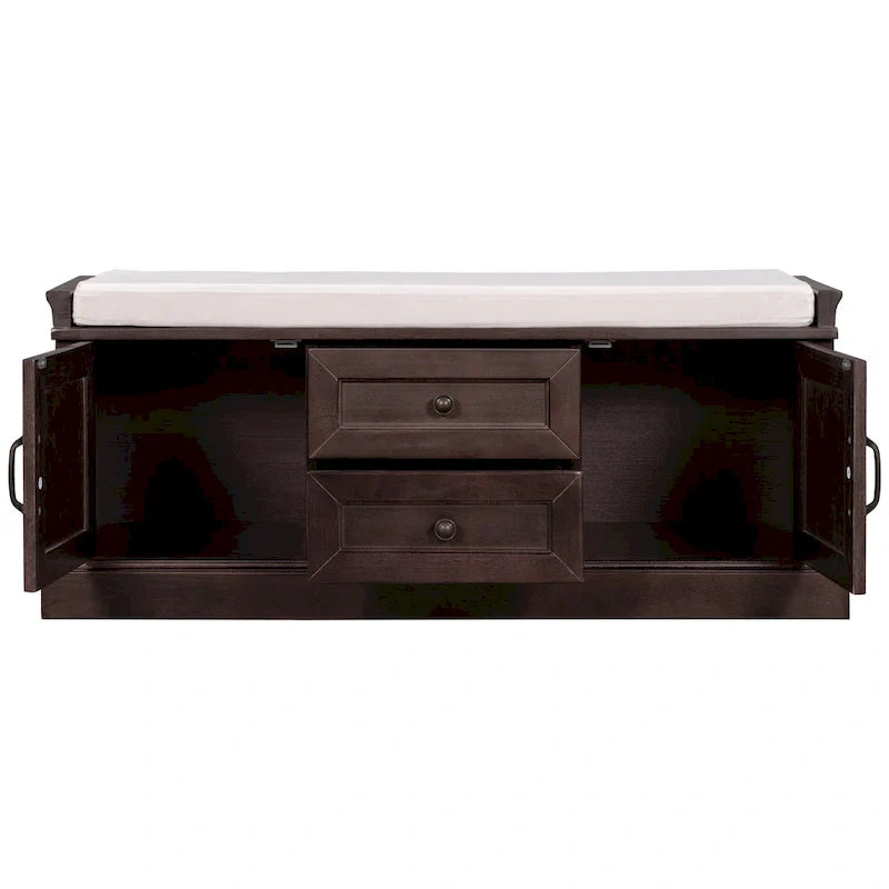 Banc de rangement avec 2 tiroirs et 2 armoires