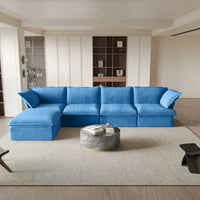 Canapé sectionnel modulable, canapé en velours 162.98 en forme de L avec ottoman