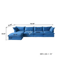 Canapé sectionnel modulable, canapé en velours 162.98 en forme de L avec ottoman