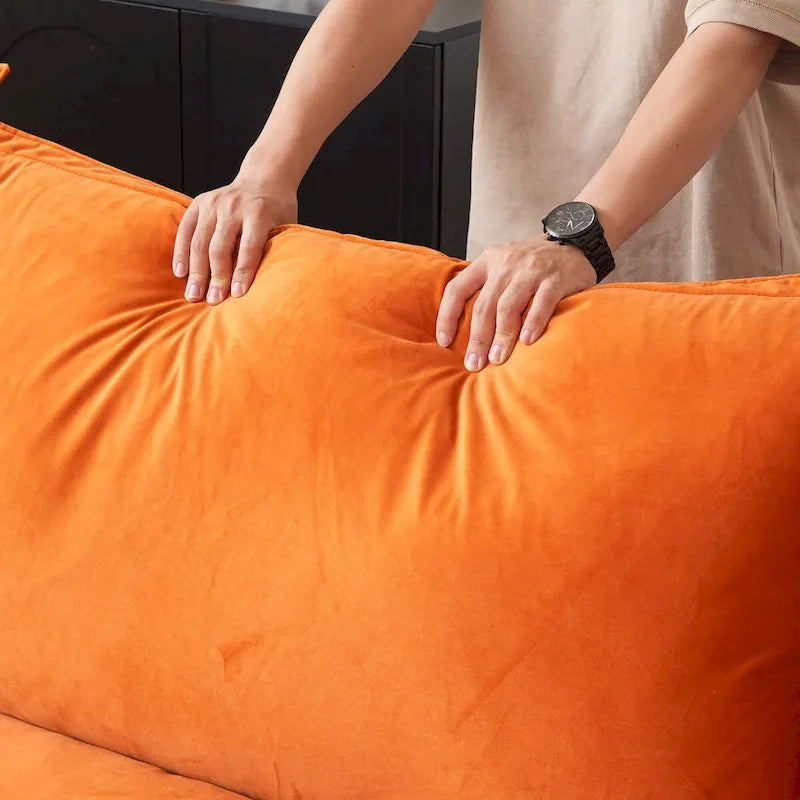 Canapé sectionnel modulable, canapé en velours 162.98 en forme de L avec ottoman