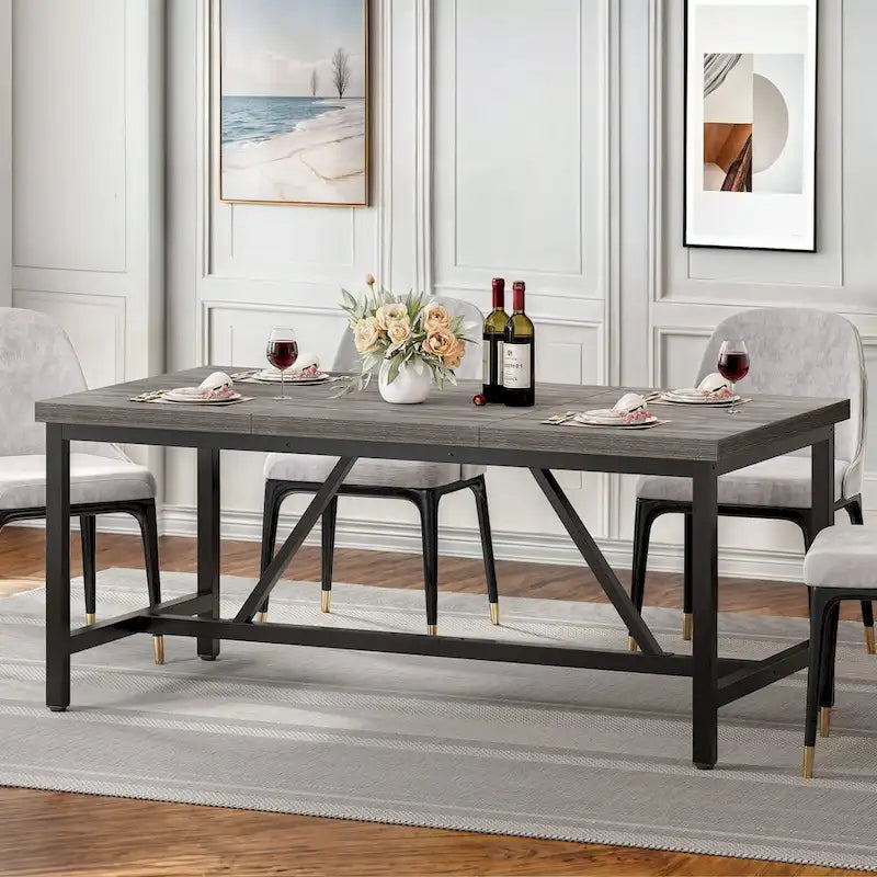 Grande table de salle à manger rustique Moasis 70 pouces pour jusqu'à 8 personnes