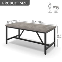 Grande table de salle à manger rustique Moasis 70 pouces pour jusqu'à 8 personnes