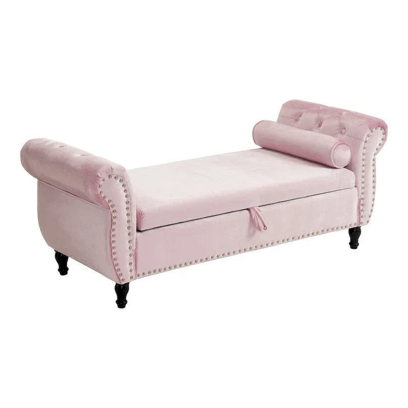 Banc coffre de rangement multifonctionnel traditionnel en velours Xanthia avec oreiller par Christopher Knight Home