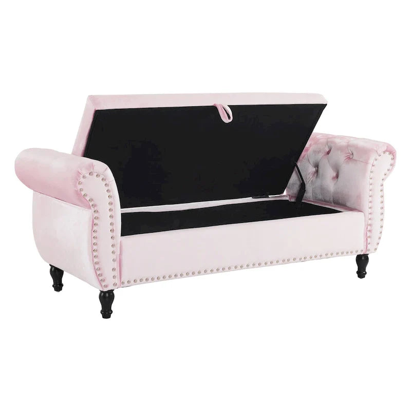 Banc coffre de rangement multifonctionnel traditionnel en velours Xanthia avec oreiller par Christopher Knight Home