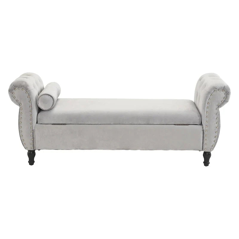 Banc coffre de rangement multifonctionnel traditionnel en velours Xanthia avec oreiller par Christopher Knight Home
