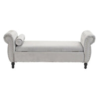 Banc coffre de rangement multifonctionnel traditionnel en velours Xanthia avec oreiller par Christopher Knight Home