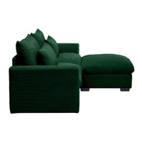Canapé Sectionnel Confortable en Velours Côtelé avec Coussins et Accoudoirs Ronds, Canapé-Lit en Velours Côtelé Assise Profonde avec Pouf de Rangement