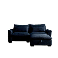 Canapé Sectionnel Confortable en Velours Côtelé avec Coussins et Accoudoirs Ronds, Canapé-Lit en Velours Côtelé Assise Profonde avec Pouf de Rangement