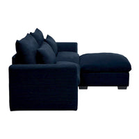 Canapé Sectionnel Confortable en Velours Côtelé avec Coussins et Accoudoirs Ronds, Canapé-Lit en Velours Côtelé Assise Profonde avec Pouf de Rangement