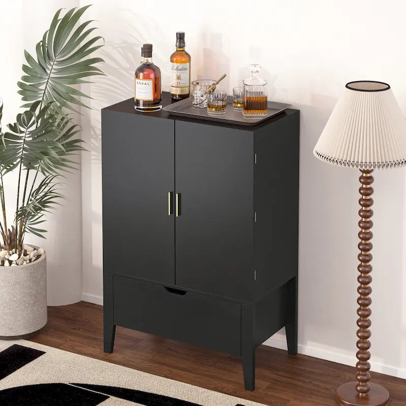 Buffet avec casiers à vin et porte-verres pour couloirs, salons