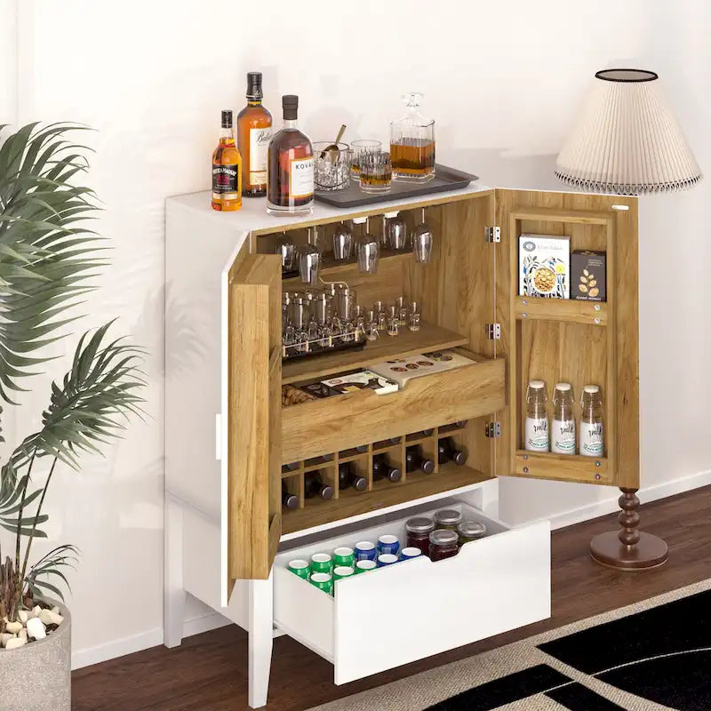 Buffet avec casiers à vin et porte-verres pour couloirs, salons