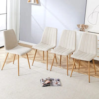 Chaise d'appoint rembourrée en lin à pieds métalliques (lot de 4)