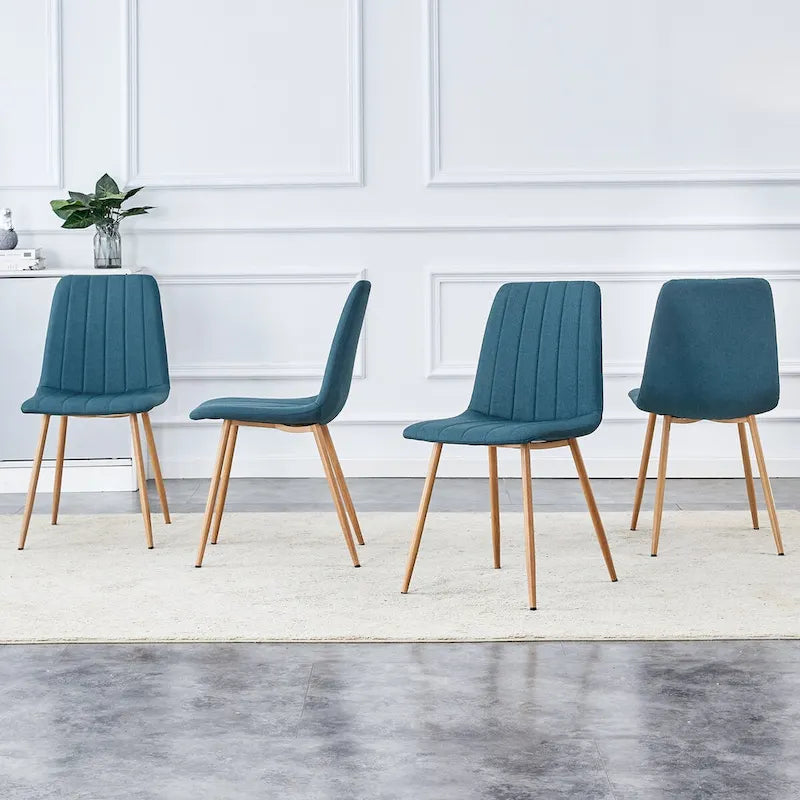 Chaise d'appoint rembourrée en lin à pieds métalliques (lot de 4)