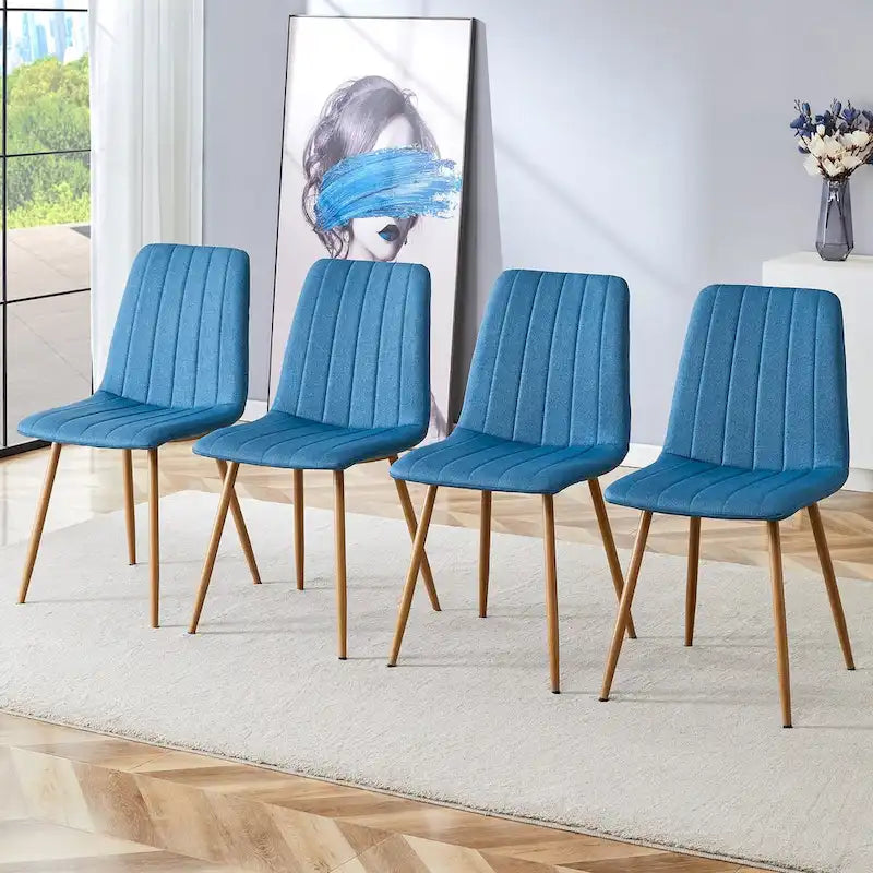 Chaise d'appoint rembourrée en lin à pieds métalliques (lot de 4)