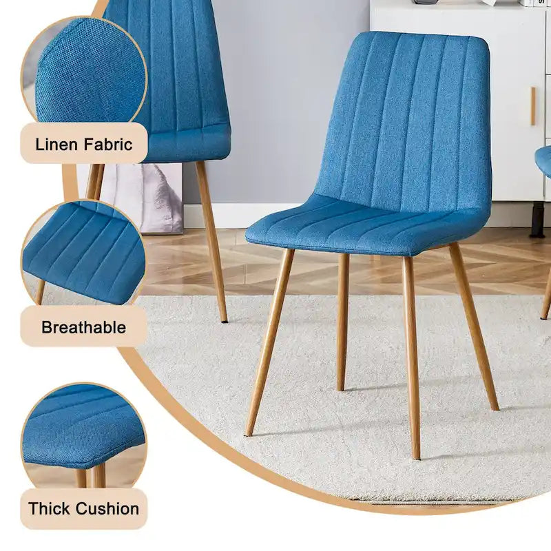 Chaise d'appoint rembourrée en lin à pieds métalliques (lot de 4)