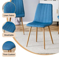 Chaise d'appoint rembourrée en lin à pieds métalliques (lot de 4)