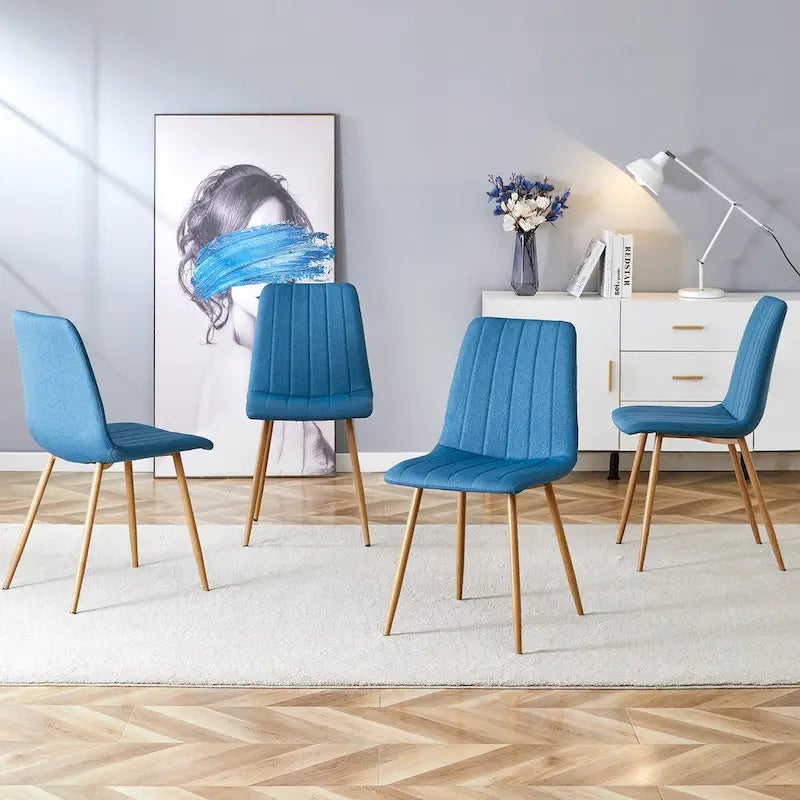 Chaise d'appoint rembourrée en lin à pieds métalliques (lot de 4)