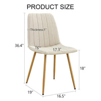 Chaise d'appoint rembourrée en lin à pieds métalliques (lot de 4)