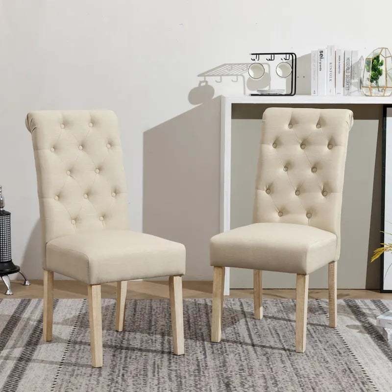 Ensemble de salle à manger rond 5 pièces Roundhill Furniture Banff, table ronde à traverse croisée avec 4 chaises capitonnées