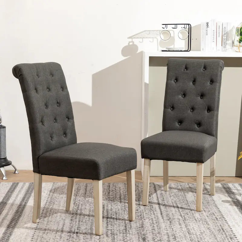 Ensemble de salle à manger rond 5 pièces Roundhill Furniture Banff, table ronde à traverse croisée avec 4 chaises capitonnées