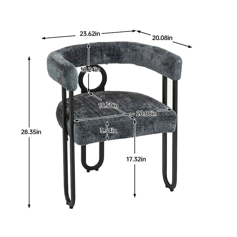 Chaises de salle à manger d'appoint au design contemporain rembourrées en chenille/cuir lot de 2