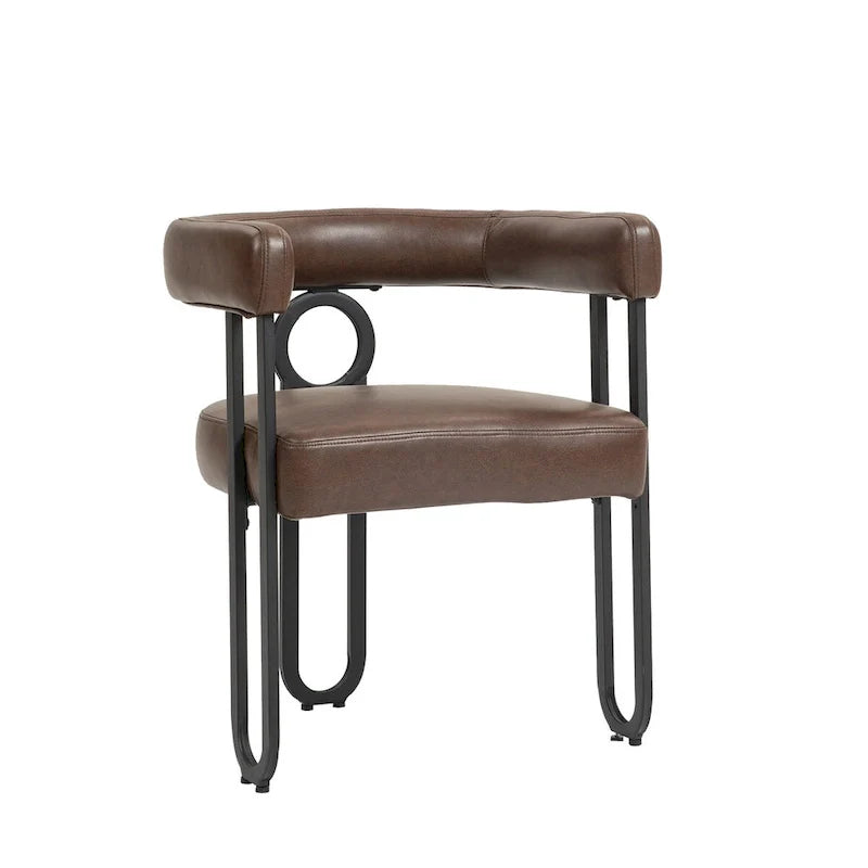 Chaises de salle à manger d'appoint au design contemporain rembourrées en chenille/cuir lot de 2