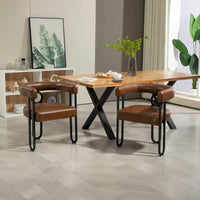Chaises de salle à manger d'appoint au design contemporain rembourrées en chenille/cuir lot de 2