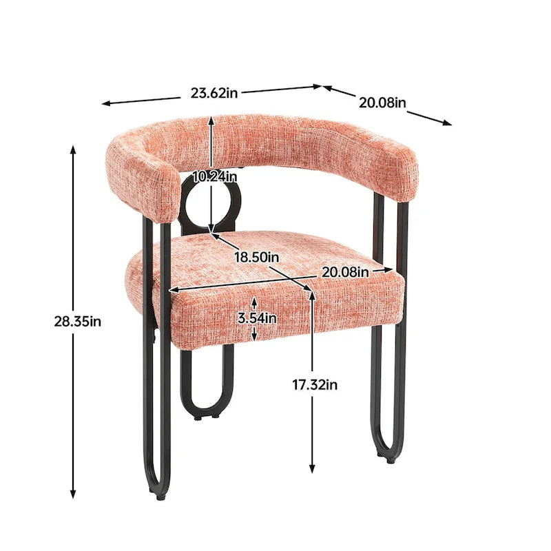 Chaises de salle à manger d'appoint au design contemporain rembourrées en chenille/cuir lot de 2