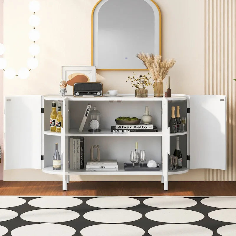 Buffet de luxe au design galbé avec étagères réglables