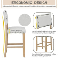Ensemble de salle à manger hauteur comptoir 5 pièces, table élégante classique et 4 chaises en bois naturel délavé