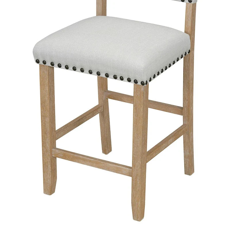 Ensemble de salle à manger hauteur comptoir 5 pièces, table élégante classique et 4 chaises en bois naturel délavé