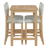 Ensemble de salle à manger hauteur comptoir 5 pièces, table élégante classique et 4 chaises en bois naturel délavé