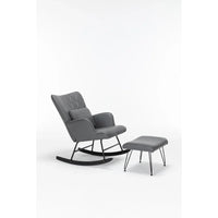 Fauteuil à bascule, fauteuil coulissant, fauteuil d'appoint à bascule avec coussin lombaire et ottoman pour chambre de bébé/salon/chambre