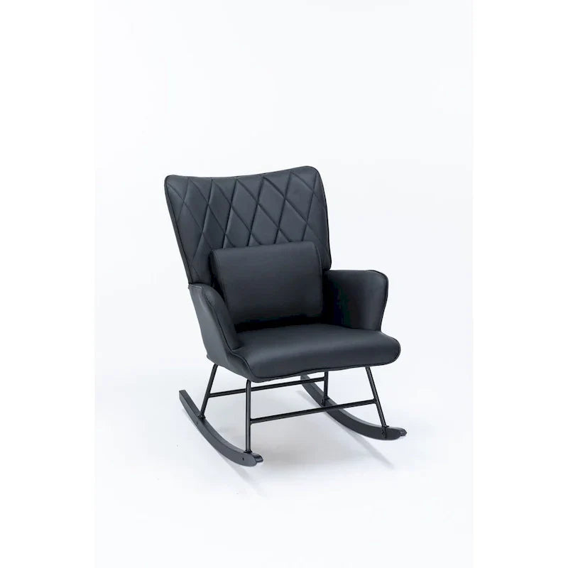 Fauteuil à bascule, fauteuil coulissant, fauteuil d'appoint à bascule avec coussin lombaire et ottoman pour chambre de bébé/salon/chambre