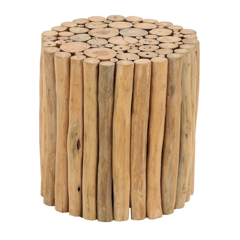 Table d'appoint latérale artisanale en teck avec design en grappe de bâtons - Marron - Roche River Decor