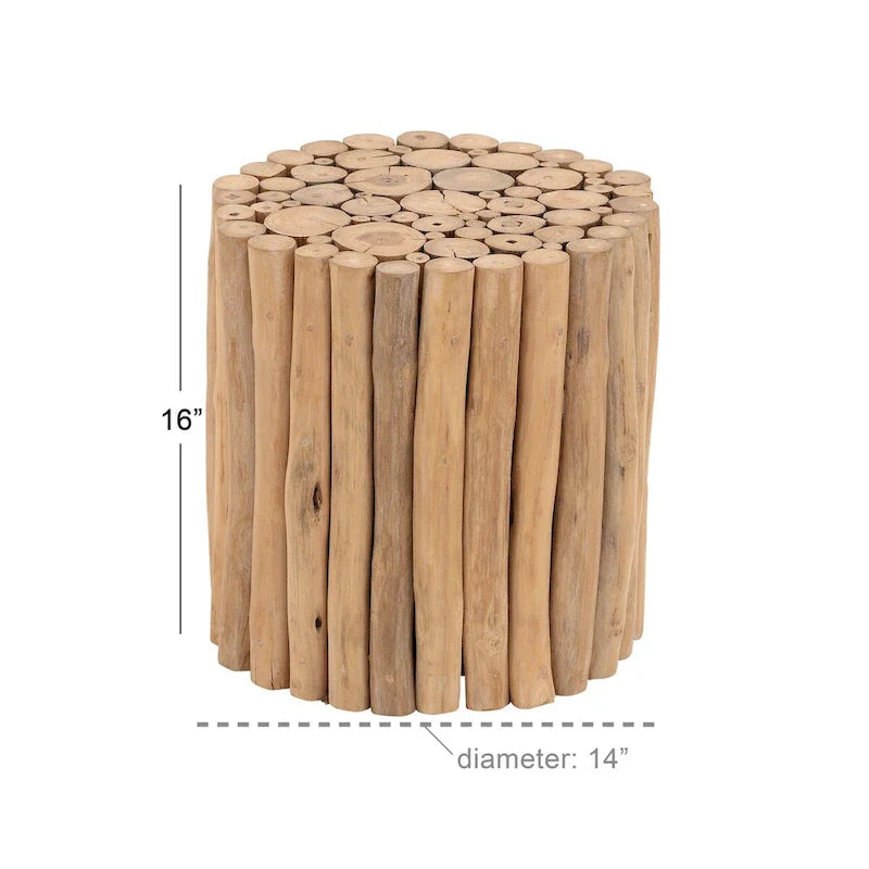 Table d'appoint latérale artisanale en teck avec design en grappe de bâtons - Marron - Roche River Decor