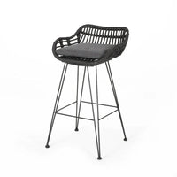 Tabouret de patio moderne en bois et métal Oaks Aura 30 pouces, tabourets de bar style ferme industrielle, lot de 2