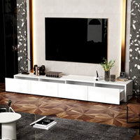 Console TV contemporaine - Armoire de rangement, meuble multimédia blanc