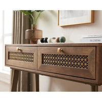 41.9 Table console en bois à 2 tiroirs