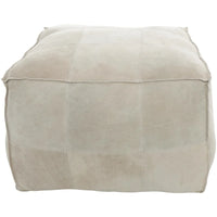 Pouf carré bas en cuir avec motifs patchwork - Marron, Gris ou Marron foncé - Roche River Decor