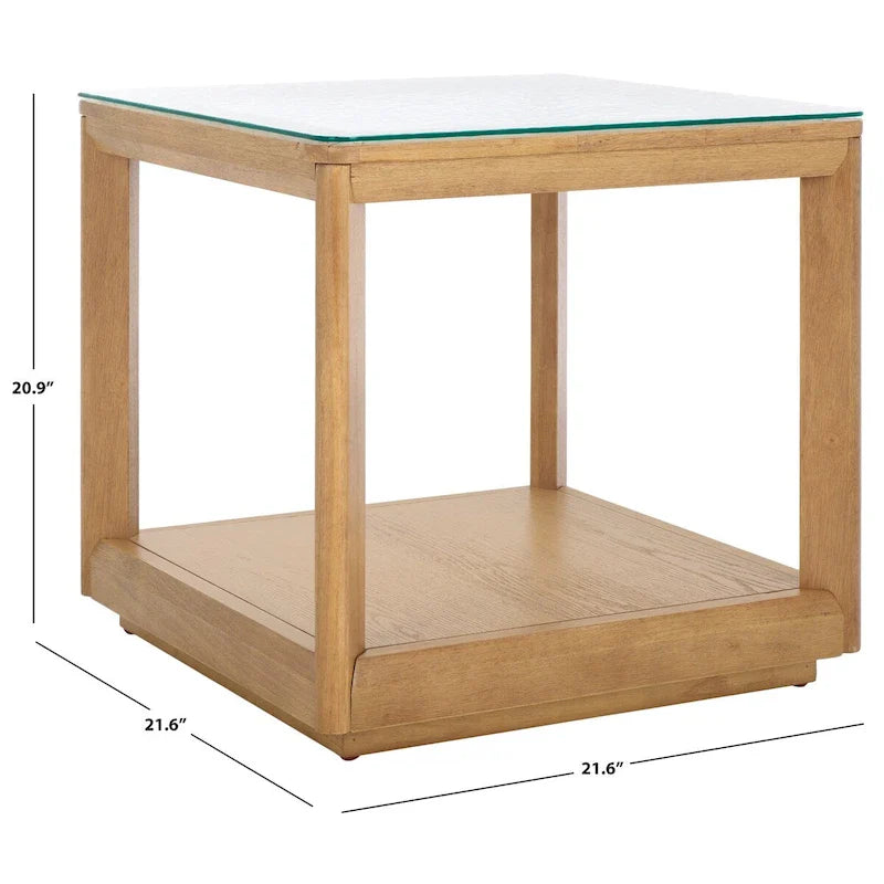 SAFAVIEH Couture Benecarlo table d'appoint à dessus en verre - 22Lx22Px21H