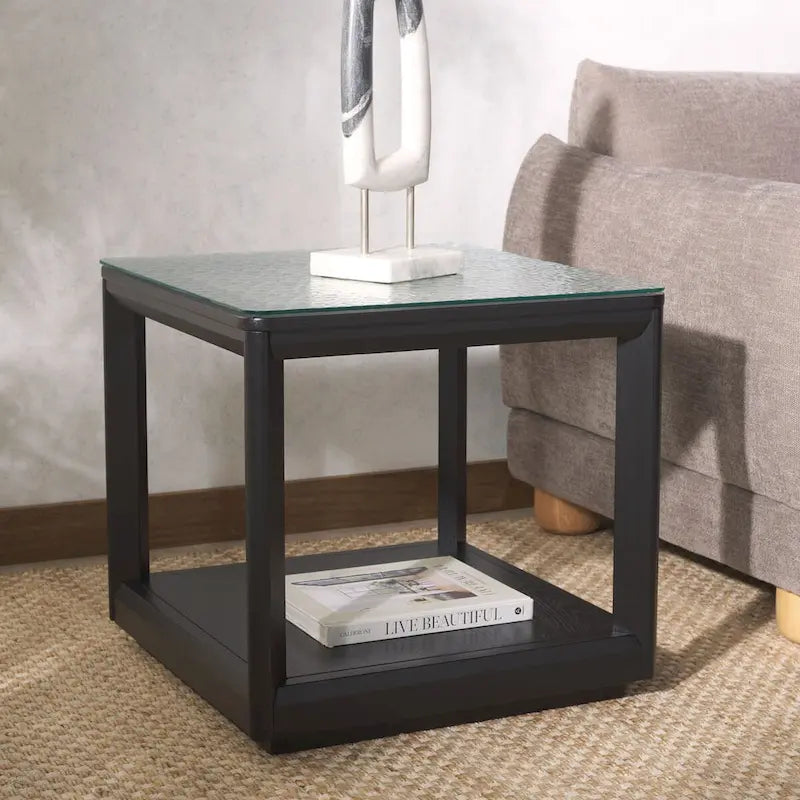 SAFAVIEH Couture Benecarlo table d'appoint à dessus en verre - 22Lx22Px21H