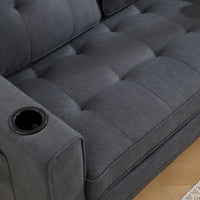 Canapé Futon Rembourré Oaks Aura avec Canapé-Lit Escamotable, Choix Multicolore, Causeuse Capitonnée Pliable avec Porte-Gobelet