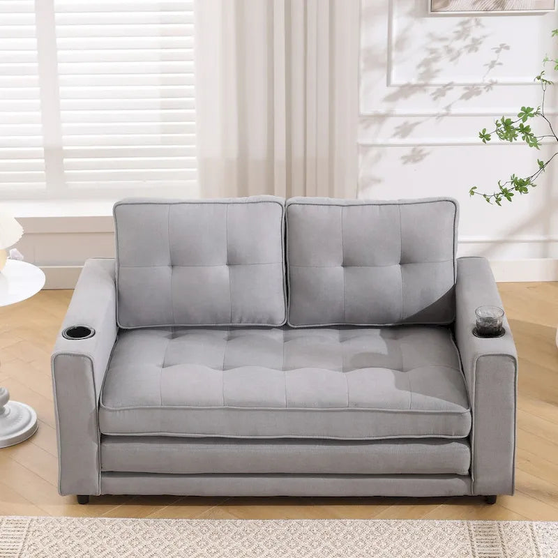 Canapé Futon Rembourré Oaks Aura avec Canapé-Lit Escamotable, Choix Multicolore, Causeuse Capitonnée Pliable avec Porte-Gobelet