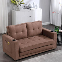 Canapé Futon Rembourré Oaks Aura avec Canapé-Lit Escamotable, Choix Multicolore, Causeuse Capitonnée Pliable avec Porte-Gobelet