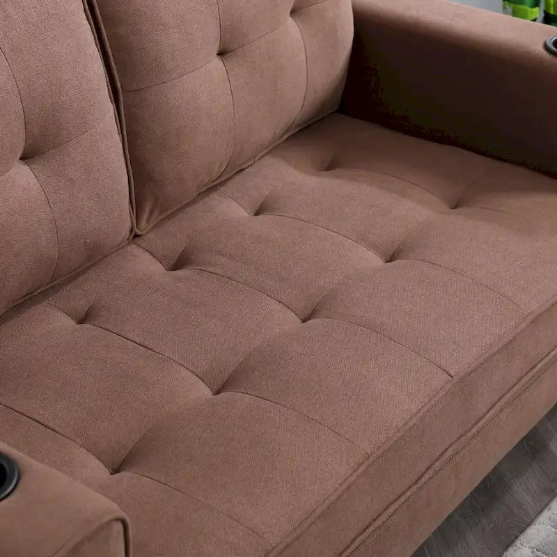 Canapé Futon Rembourré Oaks Aura avec Canapé-Lit Escamotable, Choix Multicolore, Causeuse Capitonnée Pliable avec Porte-Gobelet