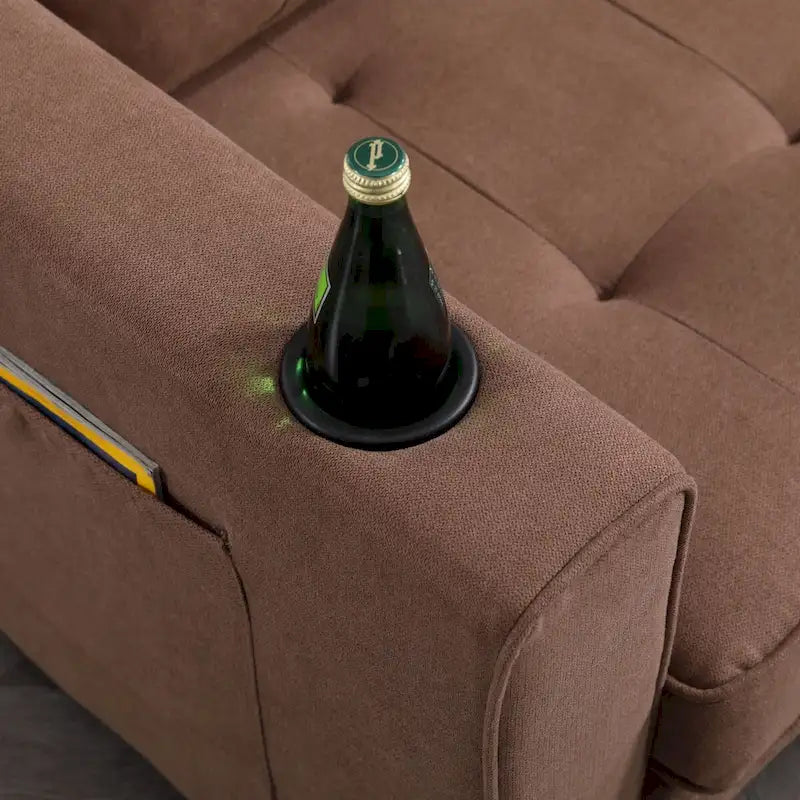 Canapé Futon Rembourré Oaks Aura avec Canapé-Lit Escamotable, Choix Multicolore, Causeuse Capitonnée Pliable avec Porte-Gobelet